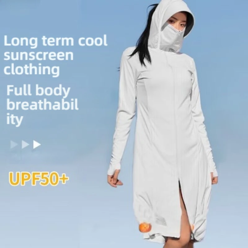 

Summer Long - Style Full - Body Anti - UV Lightweight Ice Silk Sunscreen Jacket Long Length Cicada Wing Cool Sunscreen Clothing
