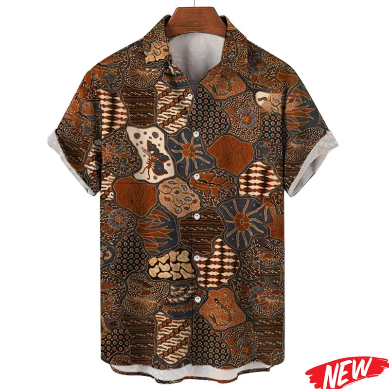 

Vintage 3D Printed Floral Hawaiian Shirt Men Summer Street Holiday Harajuku Pattern Oversized Short Sleeves Women Lapel Bouse