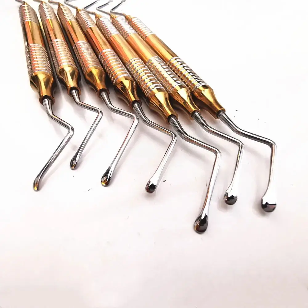 7Pcs High quality Long tip Dental Scaler Spoon Tooth Cleaning Excavator Restorative Instruments Spoon Tool