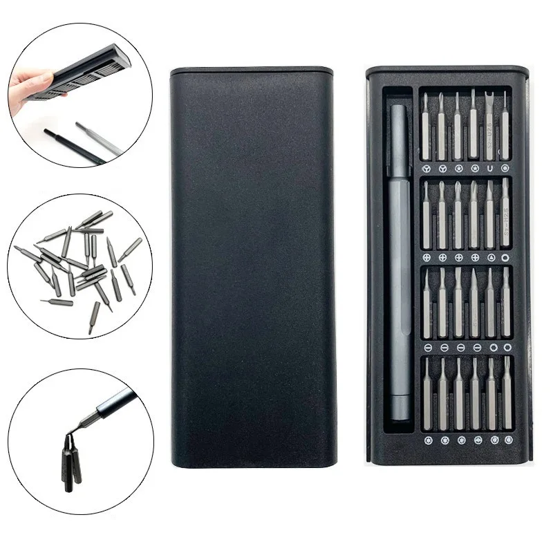 Precision Screwdriver Set 25 in 1 Phillips Torx Hexagonal Flat Head Magnetic Screwdriver Head for iPhone PC Watch Camera Glasses