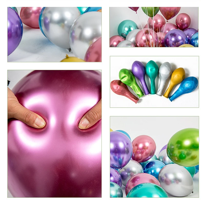 Latex Balloons for Wedding Decoration, Metallic, Gold, Silver, Green, Purple, Metal Chrome, Air, Helium Baloon, Birthday, Ballon