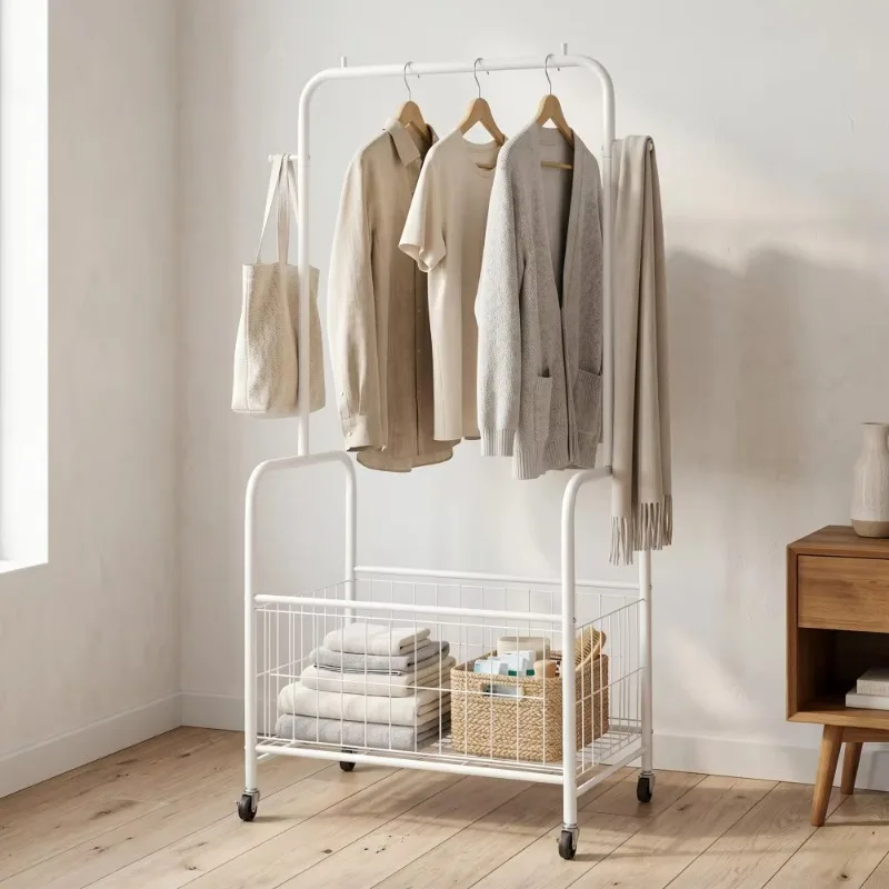 modern-metal-coat-rack-storage-basket-movable-hanger-freestanding-wardrobe-storage-rack-household-furniture-3-hooks-bedroom
