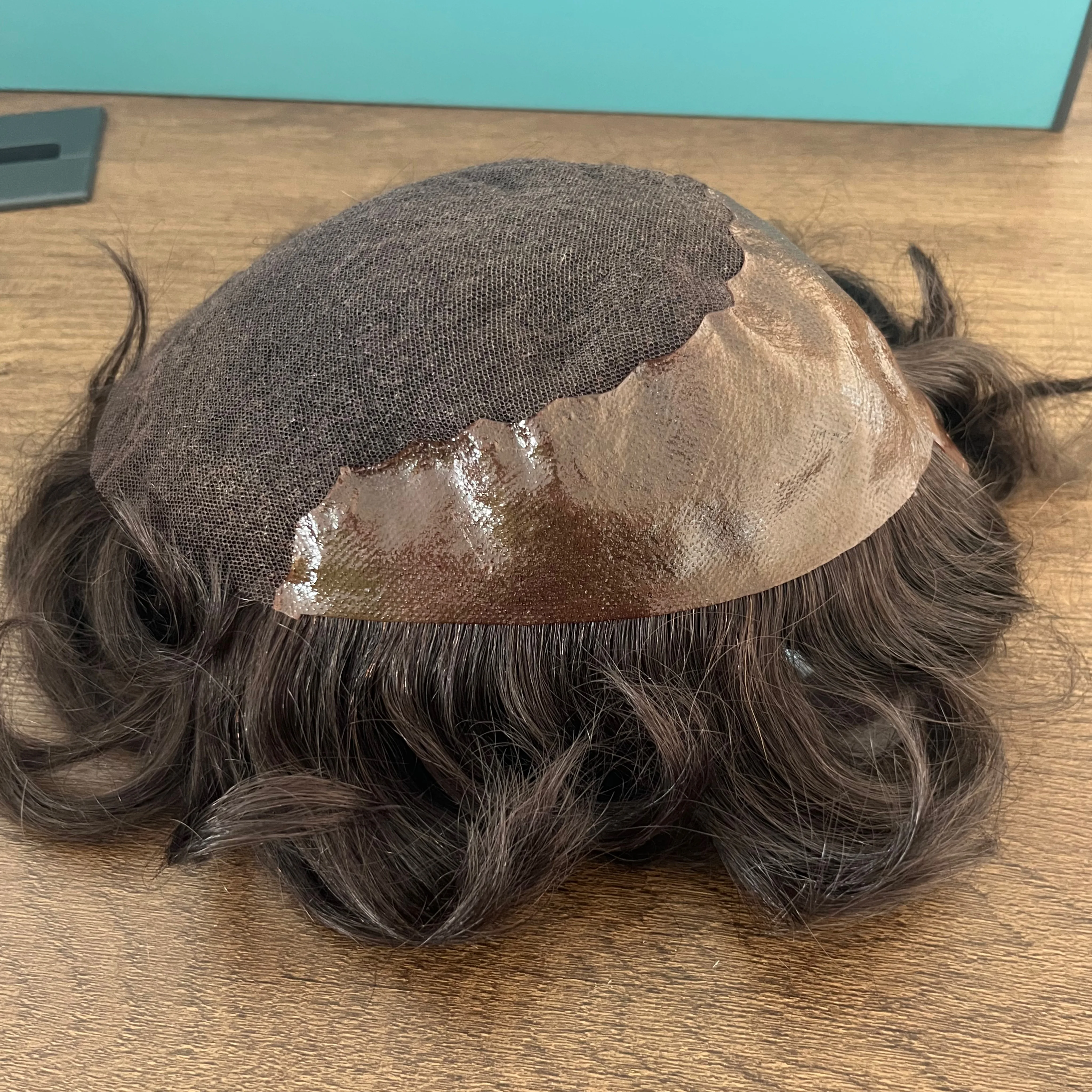 

# 4 средних коричневых мужских парика Q6 Удобный швейцарский парик Q6 Lace & PU Base Man Wig 100% Human Hair System Мужской парик Мужской парик 120% плотность
