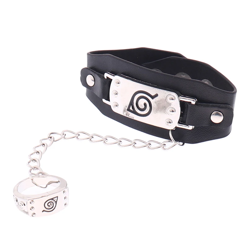 Anime Naruto Bracelet Necklace With Ring Hatake Kakashi Cosplay Costumes Accessories Naruto Bracelet Finger Ring Anime Props