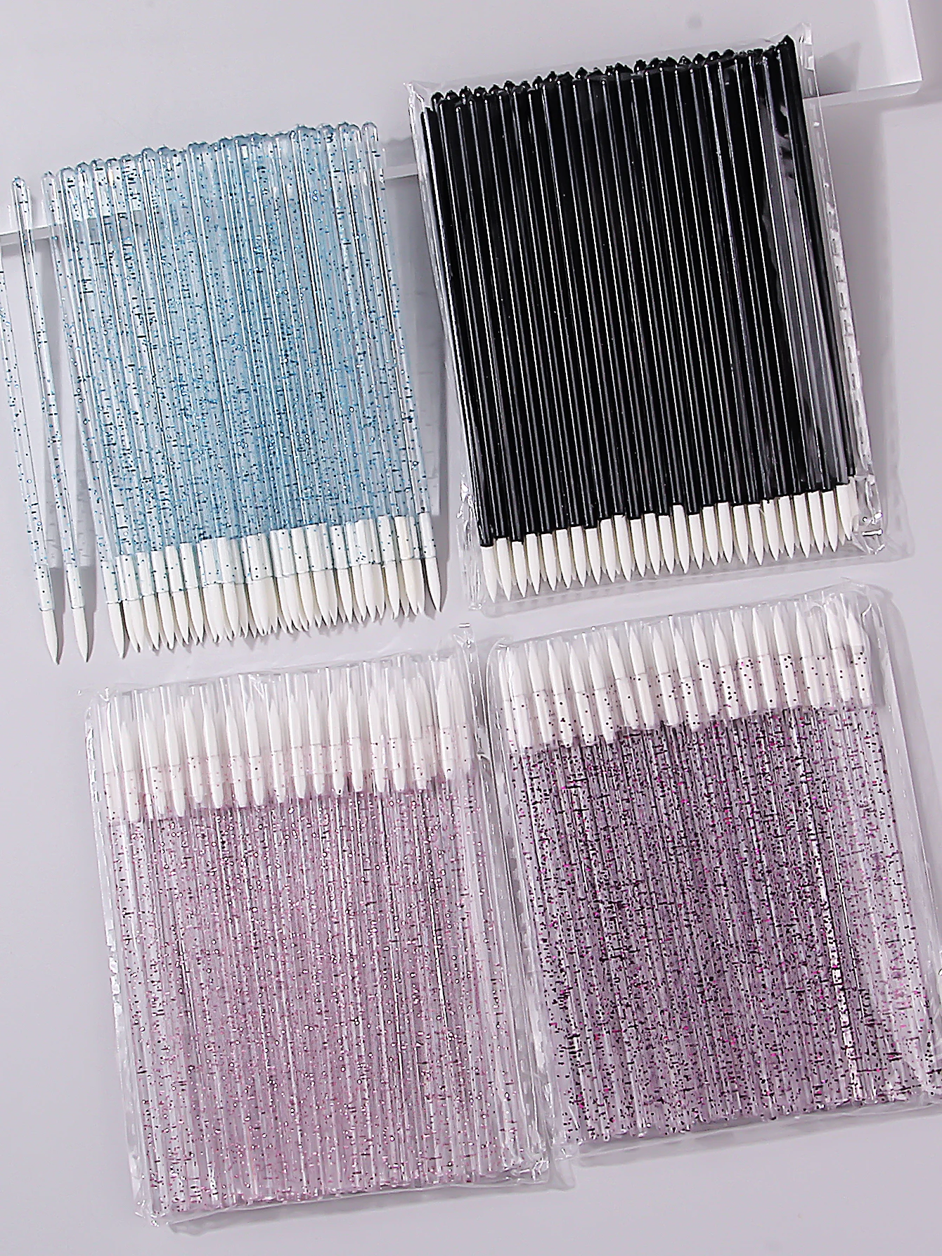 50Pcs Eyeliner Makeup Brush Crystal Handle Soft Fiber Lip Line Outline Brush Eyeshadow Blending Applicator For Woman Beauty Tool