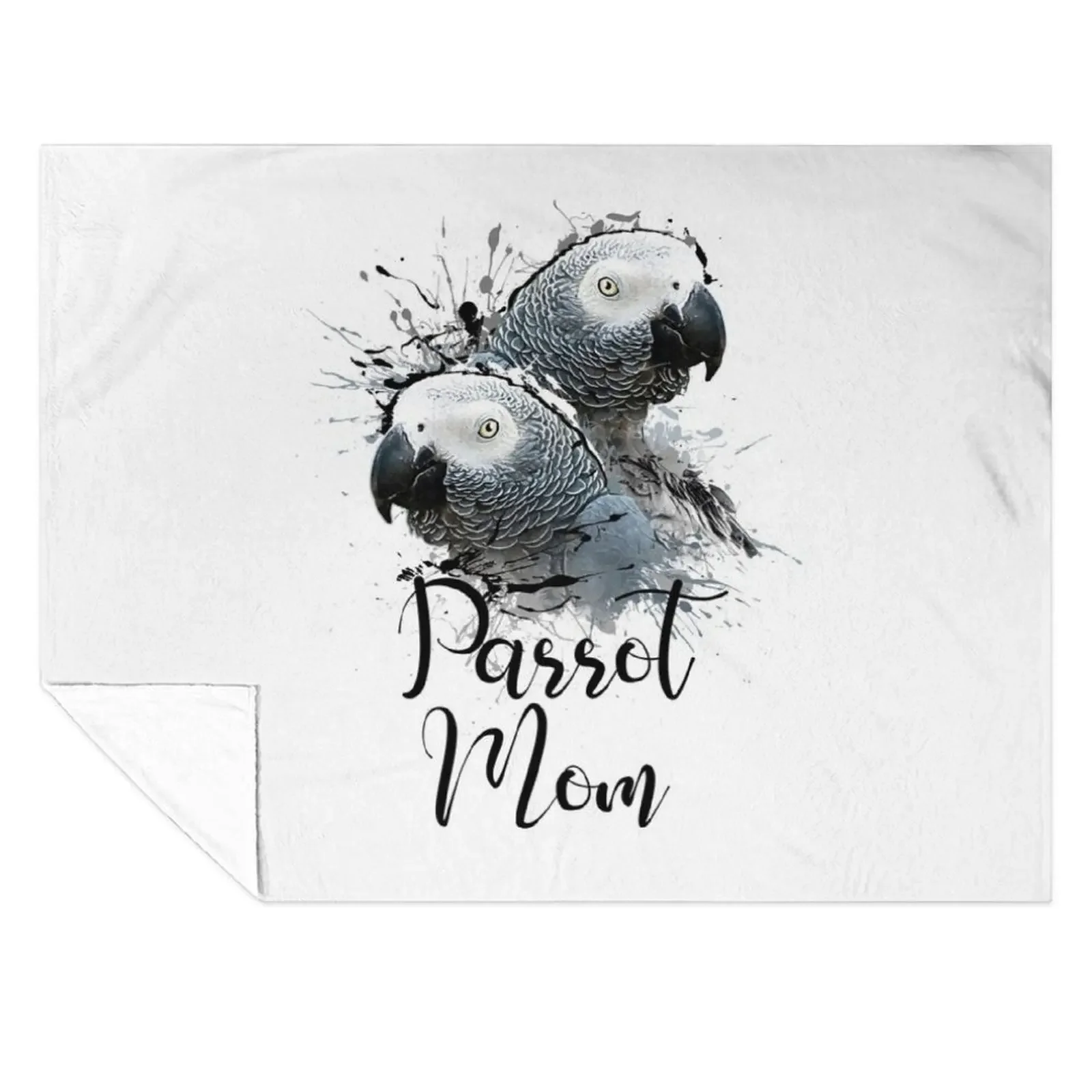 

Color Splatter African Grey Parrot Mom White Throw Blanket Vintage Soft Big Flannels Luxury Designer Blankets