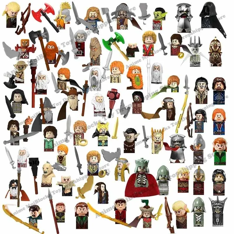 PG Blocks Elves Orcs Army Dwarf Rohan Goblin Anime Figs Mini Action Toy Figura Building Blocks Assembly Toys Kids Birthday Gifts