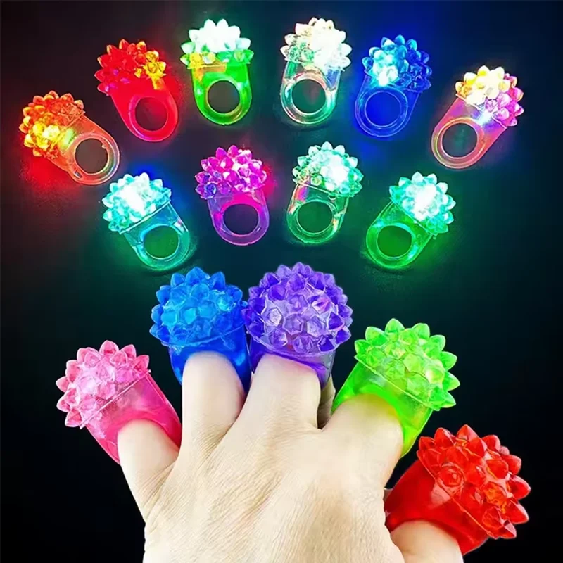 BTJ Colorful 12pcs  LED Light Up RingS - Colorful Flashing  Rings Finger Toys Novelty Glow in the Dark Soft Jelly Blinking Rings