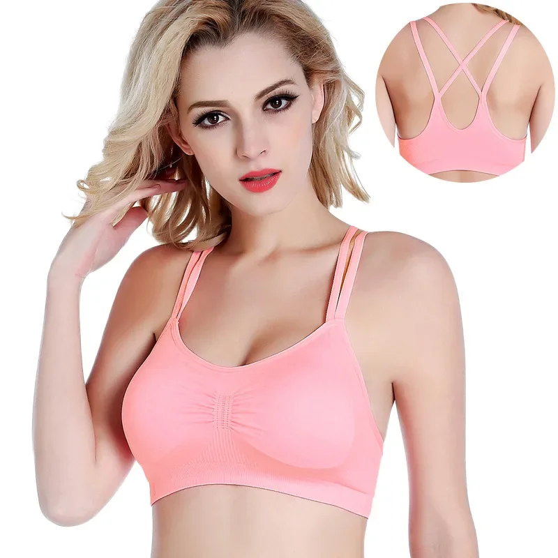 

Comfortable stretch no steel ring yoga sports bra, quick-drying sexy beauty straps, cross back stretch seamless underwear