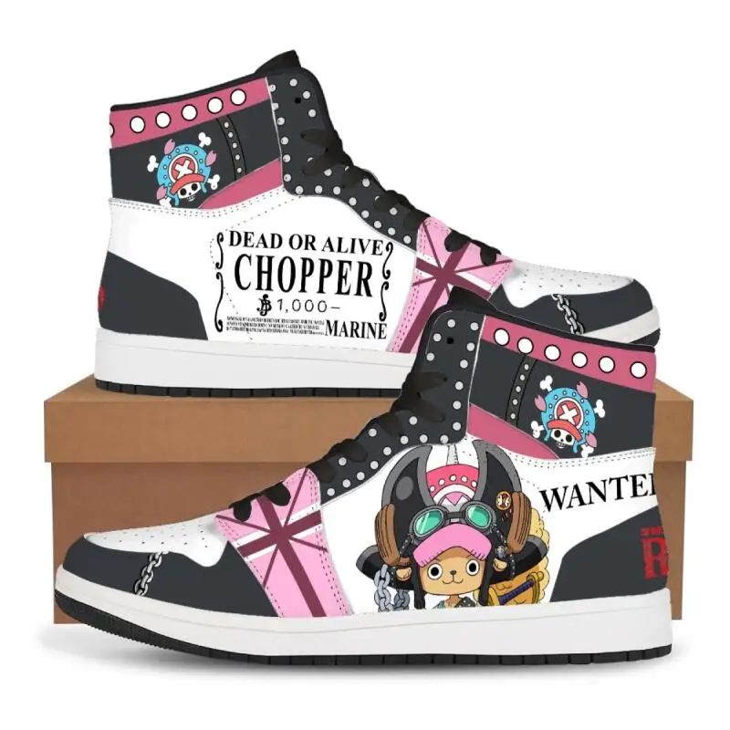 One Piece Leisure Shoes High Top Male Female Basketball Shoes Sneakers Running Shoes Tony Tony Chopper Couple Shoes Customizable