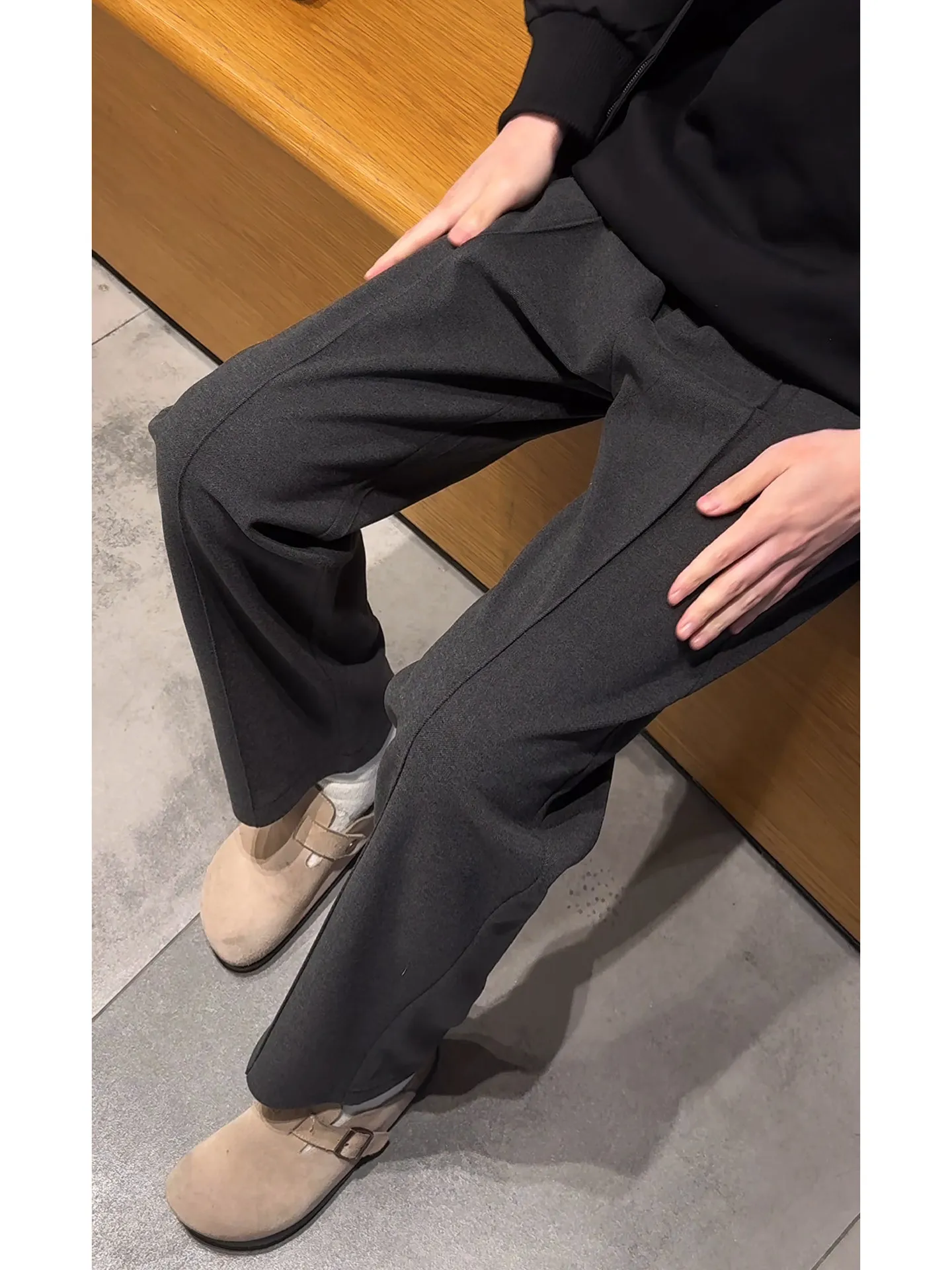 

Мужские повседневные брюки прямого кроя, весенние модные брюки-клеш с микроклешем, смешанные цвета, Cleanfit, повседневные длинные брюки из полиэстеровой смеси