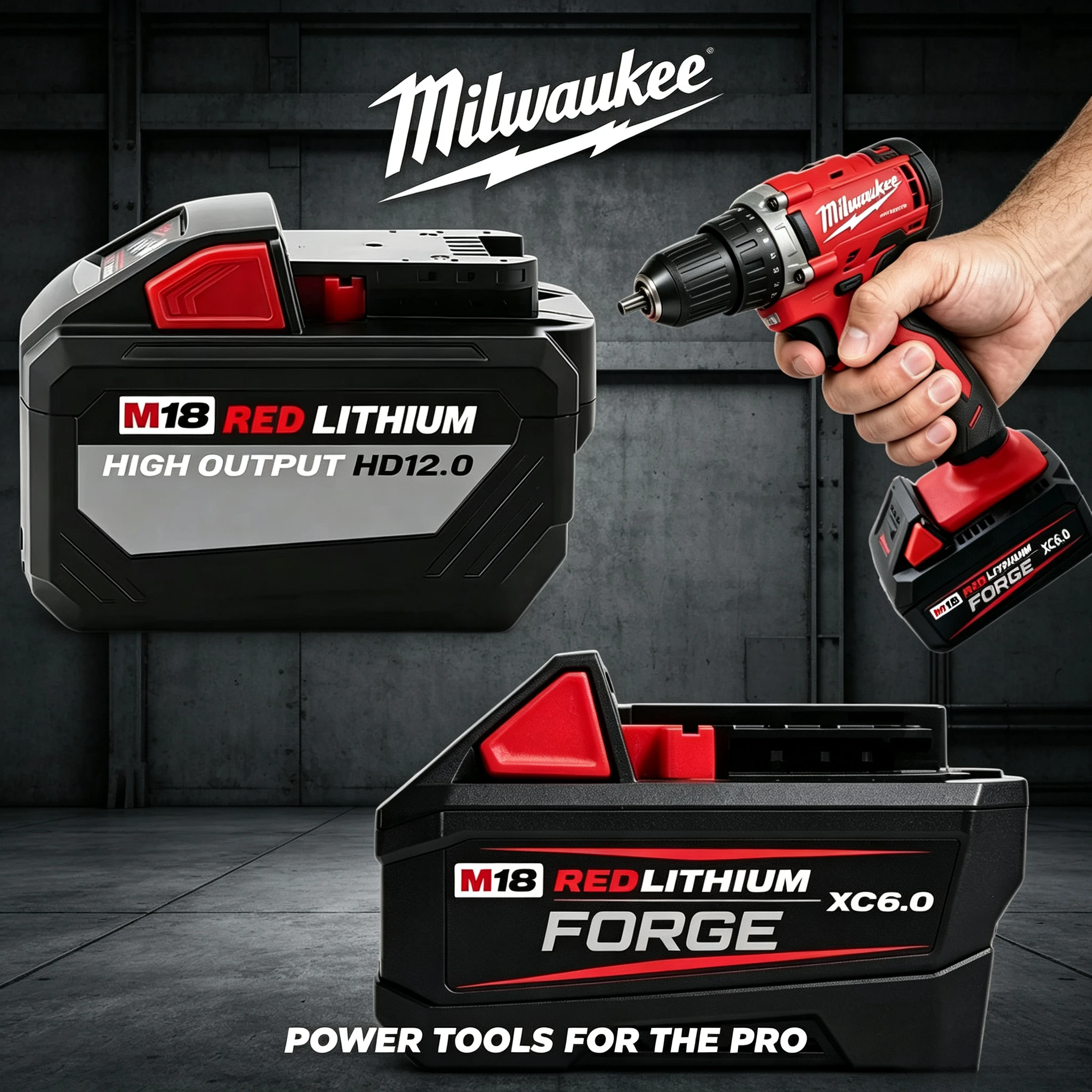 

Milwaukee M18 REDLITHIUM Forge Batteries 6/8/12Ah, advanced forging tech boosts impact resistance and extends service life