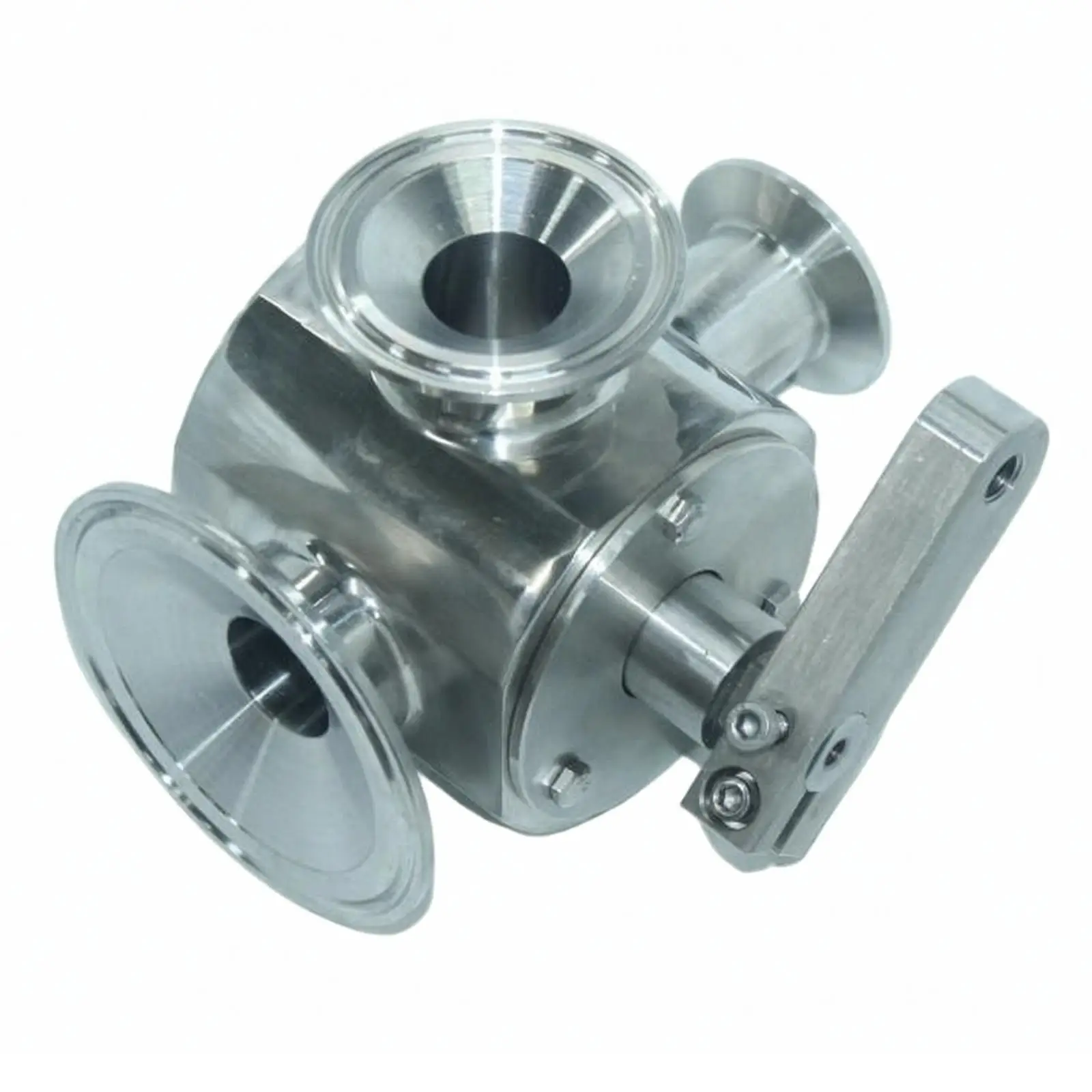 Stainless Steel 304 Triple Port Rotary Control Valve for Filling Equipment Stream Path Adjustment Food Grade Build