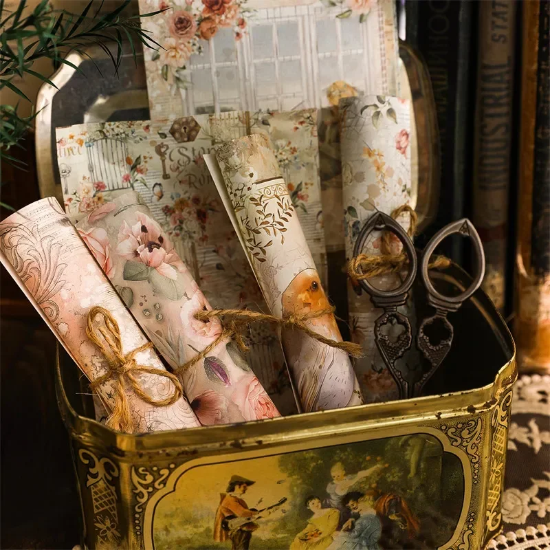 60Sheets Material Paper Dreamlike Retro Box Type Base Background Notebooks Decoration Writing Pads Handbook Scrapbook 172*115mm