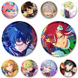 58mm Music Game Ensemble Stars Round Brooch Pin Cartoon Idol Leo Tsukinaga Icon Badges for Backpack Hat Decor Soft Button Pins