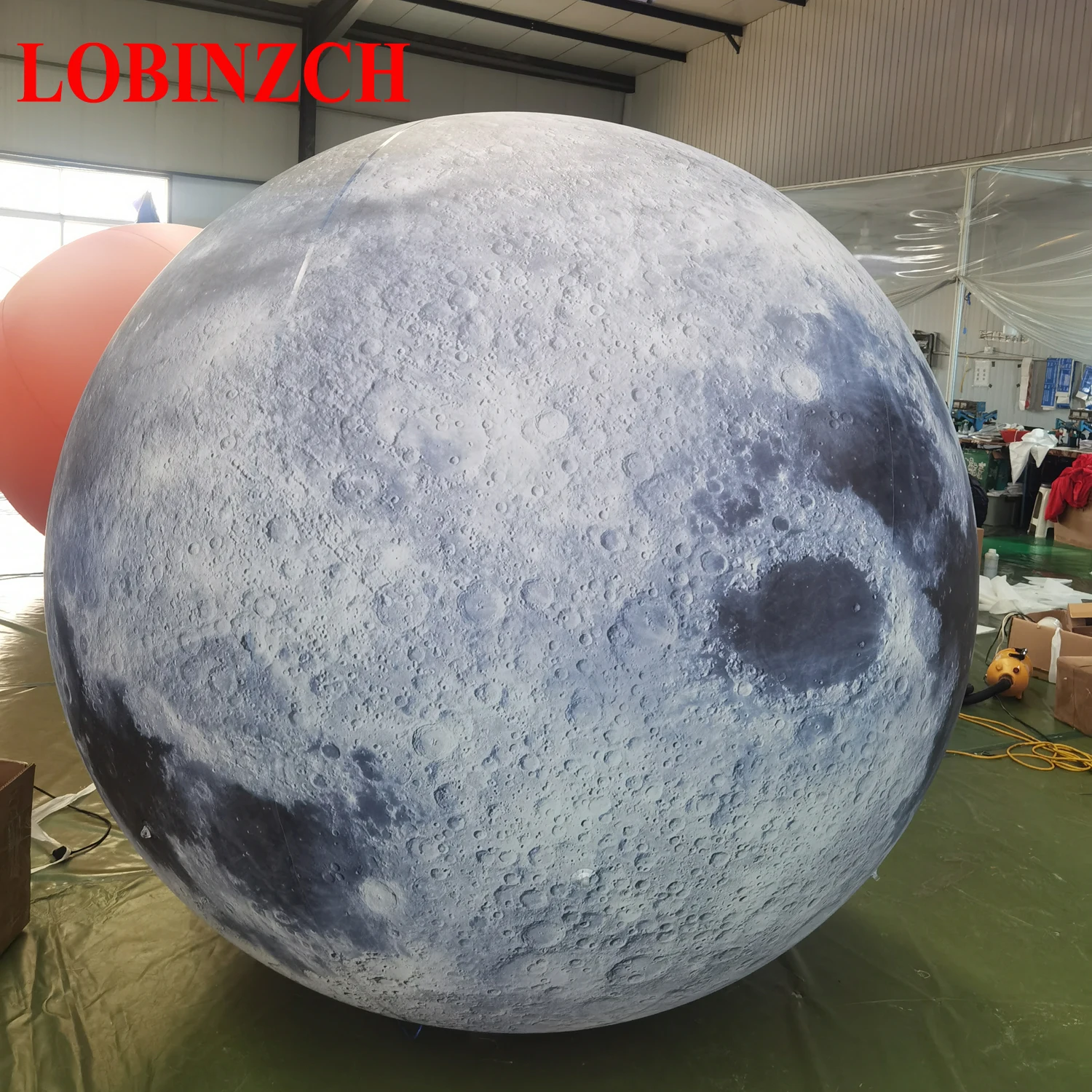 LOBINZCH Giant Inflatable Moon Ball With LED Lights PVC airtight Planet Balloon For Event Party Show Stage Decoration