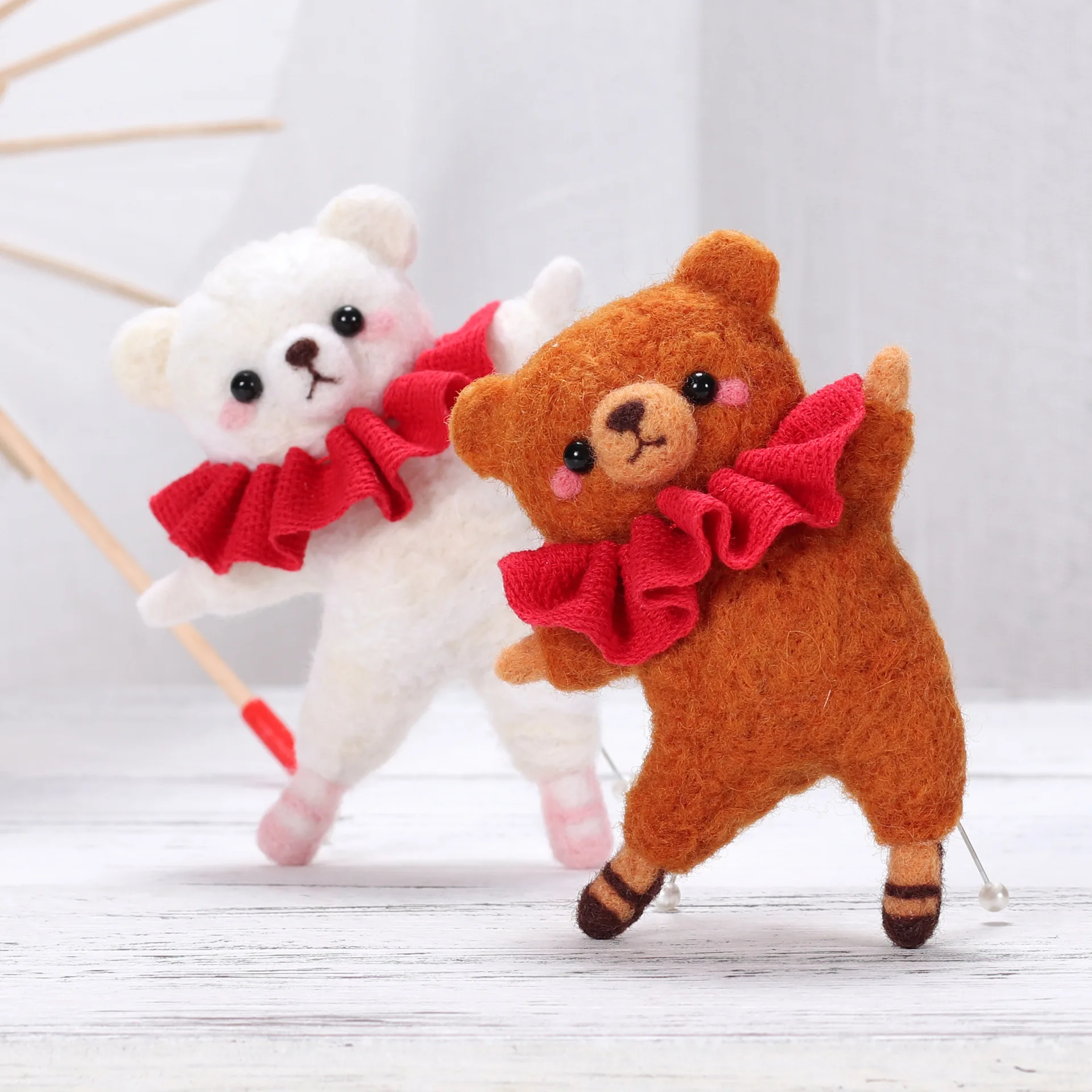 New Poke Wool Felt Handmade DIY Doll Cute Ins Ballet Dancing Bear Material Kit Plush Toys For Best Birthday Gift Non-Finished