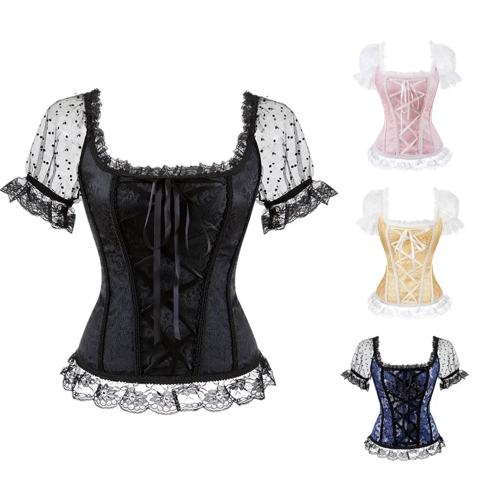 Sexy Women's Vintage Victorian Lace Up Bustier Corset Elegant Female Shapewear Retro Courtly Vest Costume