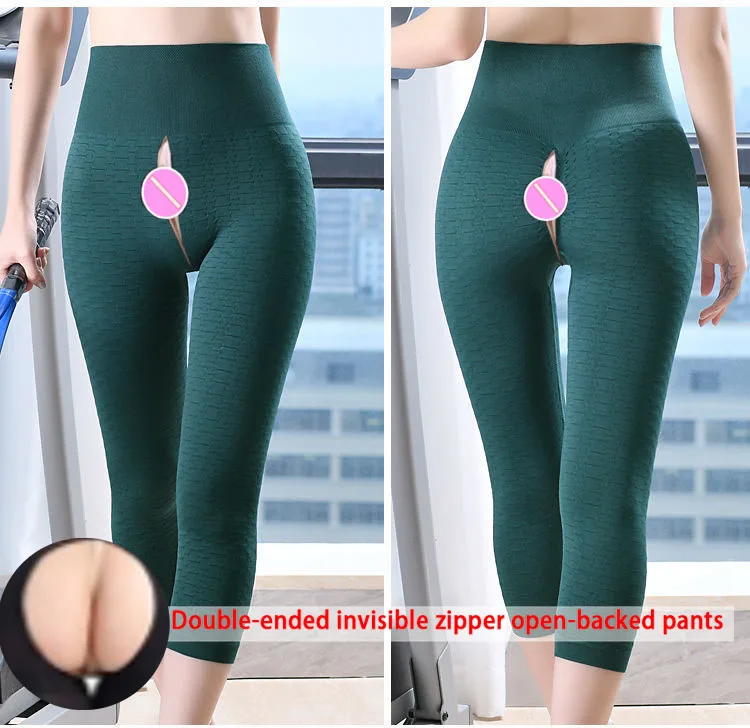 Peach Hip Fitness Sports Pants Female Skinny Hip Raise Running Convenient Pants Invisible Front Rear Open-Seat Pants Yoga Pants