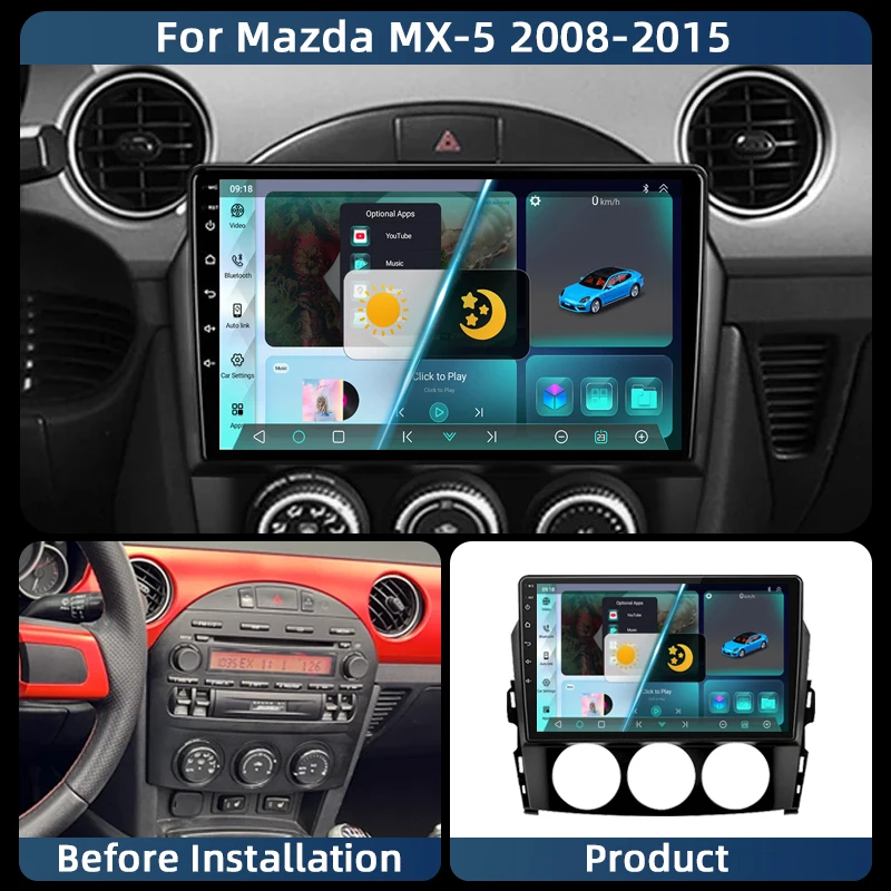 

Car Radio Multimedia Video Player For Mazda MX-5 MX5 MX 5 NC 2005-2015 Head Unit 4G WiFi Bluetooth DSP Wireless Carplay No 2DIN