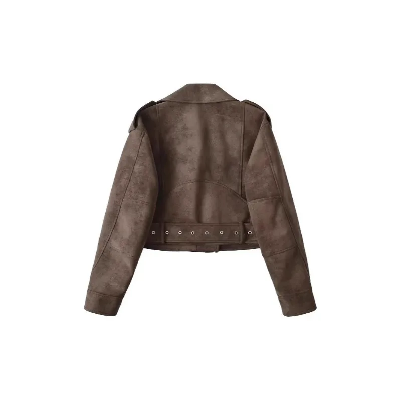 Women 2026 Spring Autumn New Hot Selling Fashion Street Style Faux Leather Moto Biker Cropped Jacket Coat Outerwear Trendy Chic