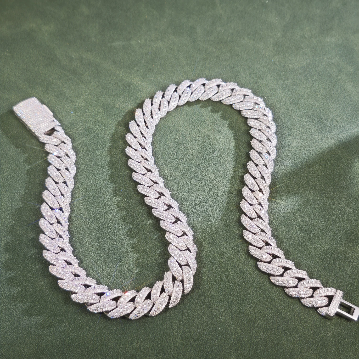 Provence Unique Cuban Necklace Reverse tessellation Moissanite 925 Silver for Men 15mm Streetwear jewelry Cuban chain Gifts