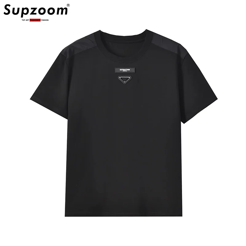 Supzoom 2024 New Arrival Top Fashion Summer High Street Label Neutral O-neck Casual Heavy Texture Cotton Ins Loose Men T shirt