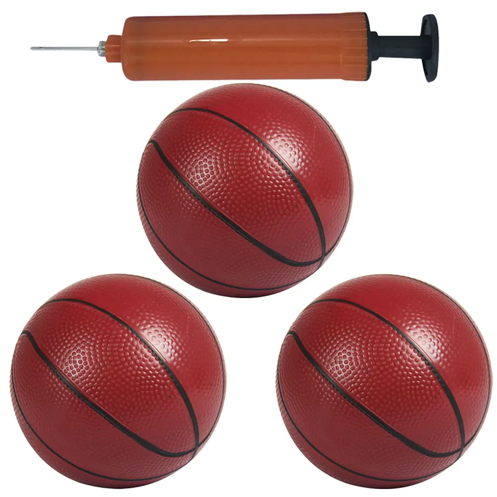 3 個ミニバスケットボールおもちゃインフレータブルボール PVC パッティングボールスポーツアクセサリーランダムカラーインフレーター付き