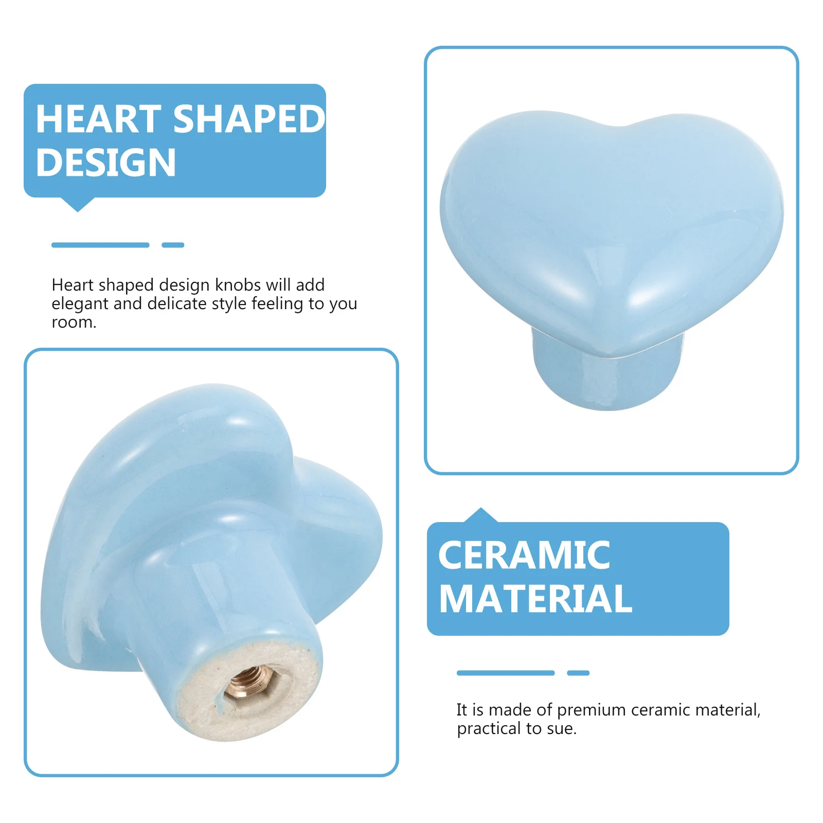 

2Pcs Heart Shape Ceramic Drawer Pulls Single Hole Knobs for Cabinet Dresser Door Cupboard Furniture Decoration
