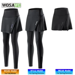 WOSAWE Women Cycling Skirt 2-in-1 Cycling Long Pants Bike Dress 5D Gel Padded Pants MTB Bicycle Underpants Sports Trousers
