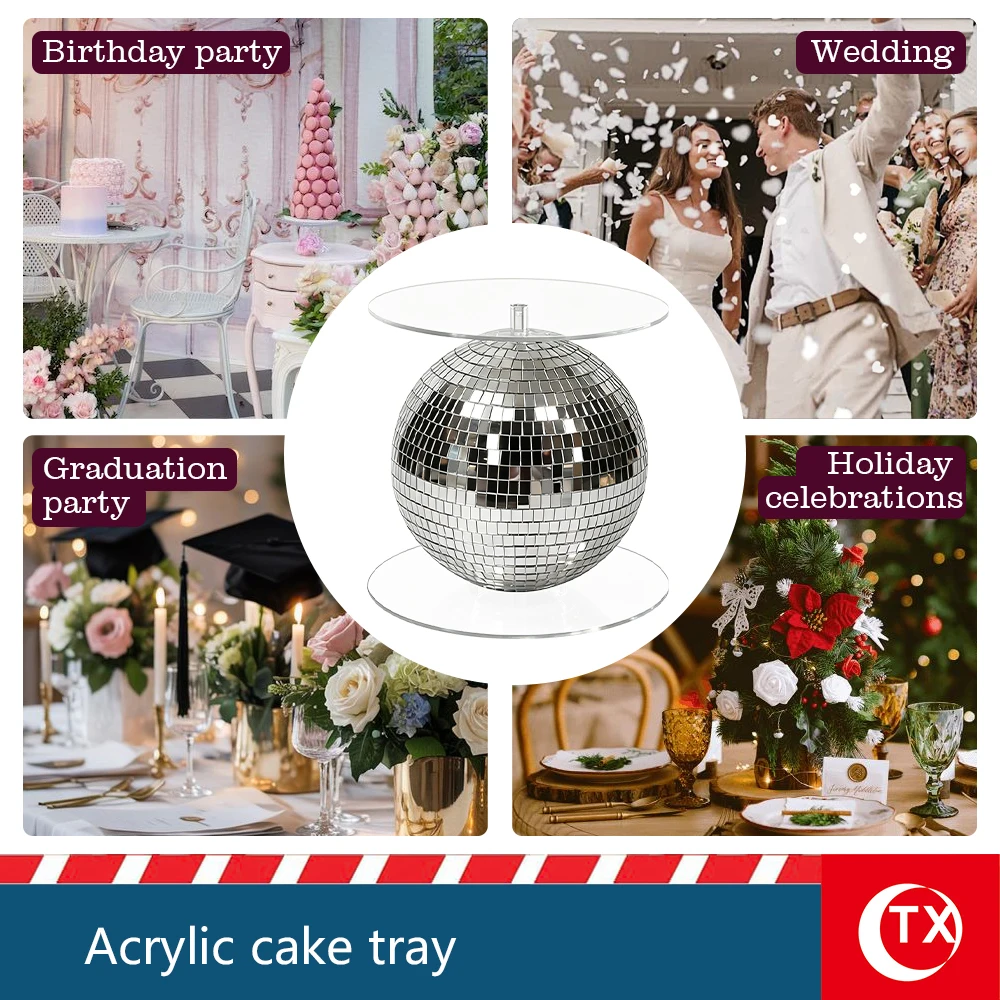 Mirror Disco Ball Acrylic Cake Stand