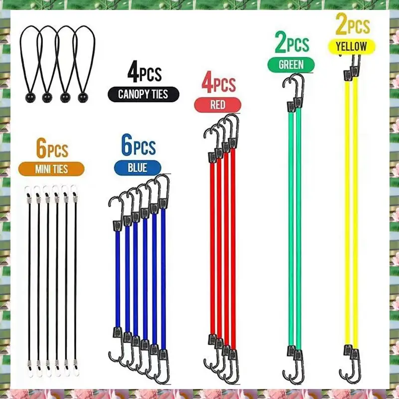 

Sports 24Pcs Heavy Duty Bungee Cords With Hooks Rope Luggage Packing Strap For Motorcycle Bike Travel Camping Hiking,24Pcs Heavy