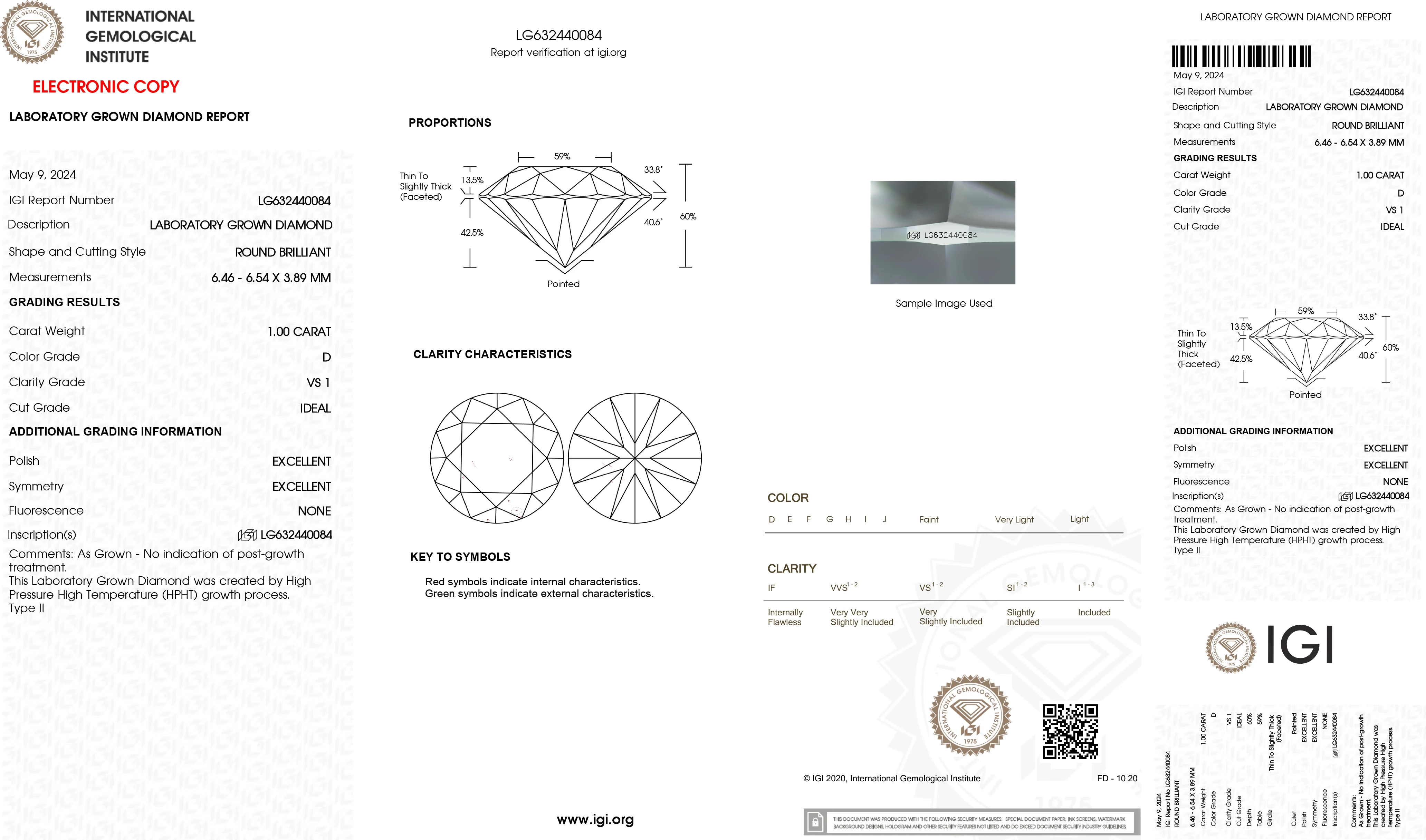 1 ct Round Ideal Cut D Color VS1 Clarity IGI Certified Lab Grown Diamond CVD HPHT Loose Diamond