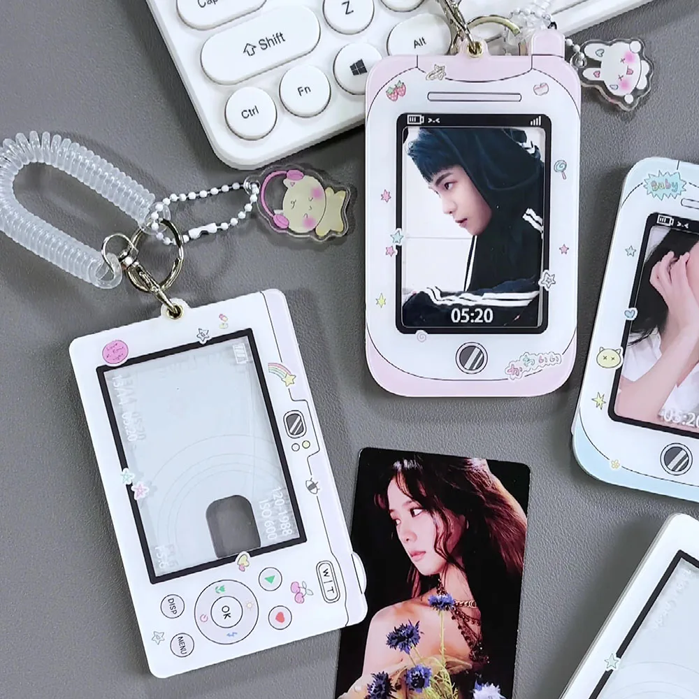 Y2k Mobile Phone Shape Photo Card Holder Cartoon Idol Photo Protective Display Photocards Protective Holder School Stationery