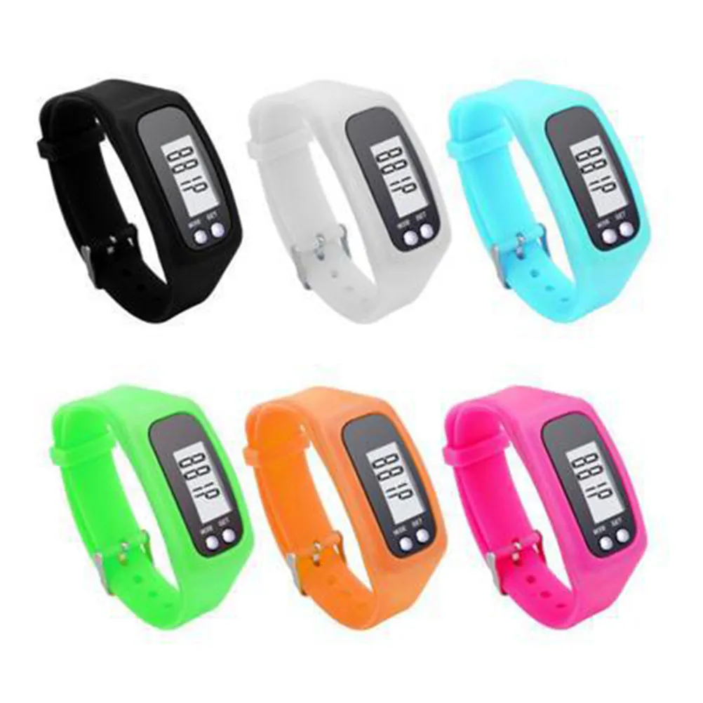 LED Pedometer Watch Purple Multi Function Sports Calorie Monitor Real Time Mileage Display Fitness Wristband Pedometer Watch