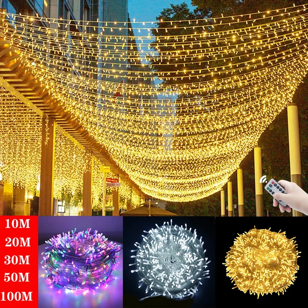 3M-100M Fairy Lights Led String Garland Christmas Light Waterproof Outdoor Indoor For Tree Street Wedding Party 2024 Decoration