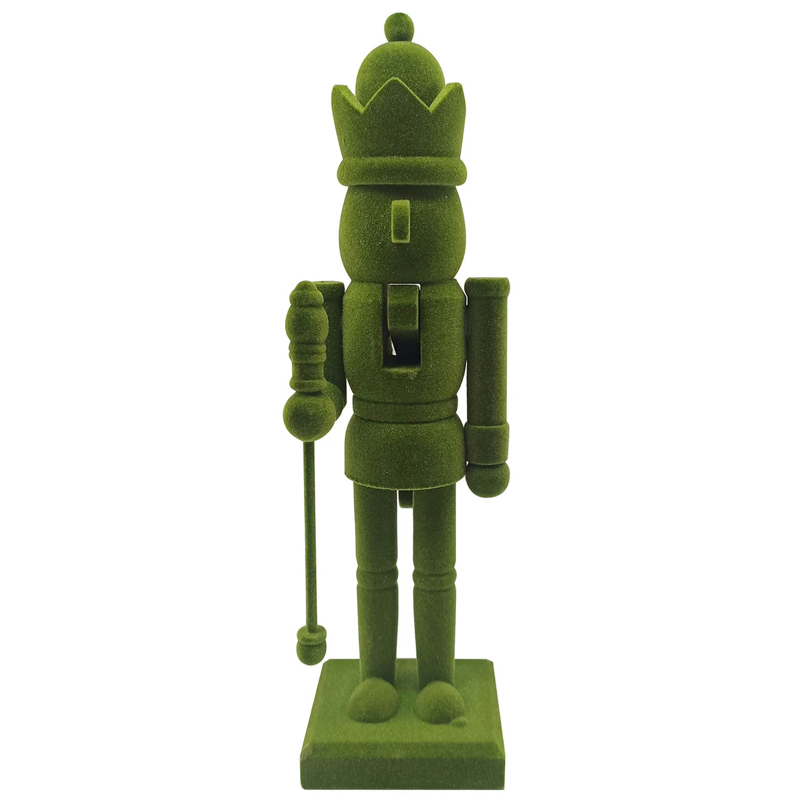 

Christmas Nutcracker Soldier Ornament 10 Inch Pastel Wooden Flocked Tabletop Centerpiece Holiday Nutcracker Decoration