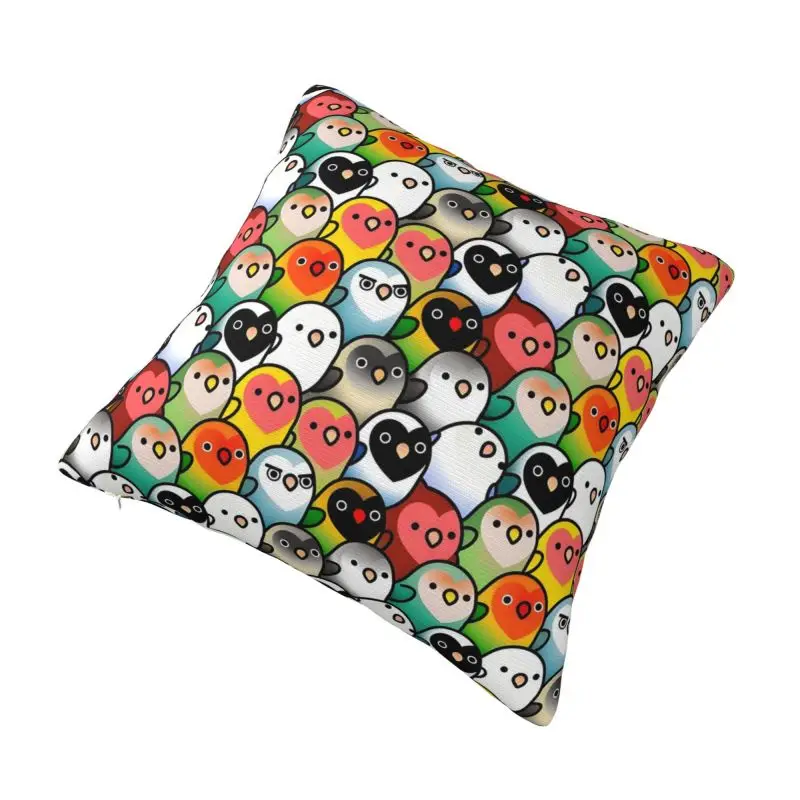 Custom Luxury A Lot Of Love Birds Pattern Cushion Cover 45x45cm Velvet Pillow for Sofa Square Pillowcase