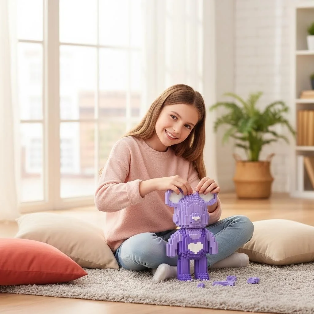 Love Little Bear Building Blocks Assembled Toys Colorful Violent Bear Models Children's and Adult Home Desktop Decoration Gifts