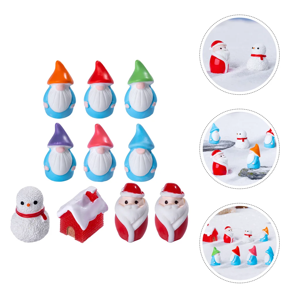 Micro Landschap Decoratie Kerst Ornament Kerst Miniatuur Model Kerstman Figuren Sneeuwpop Beeldjes Ornamenten voor Ambachten