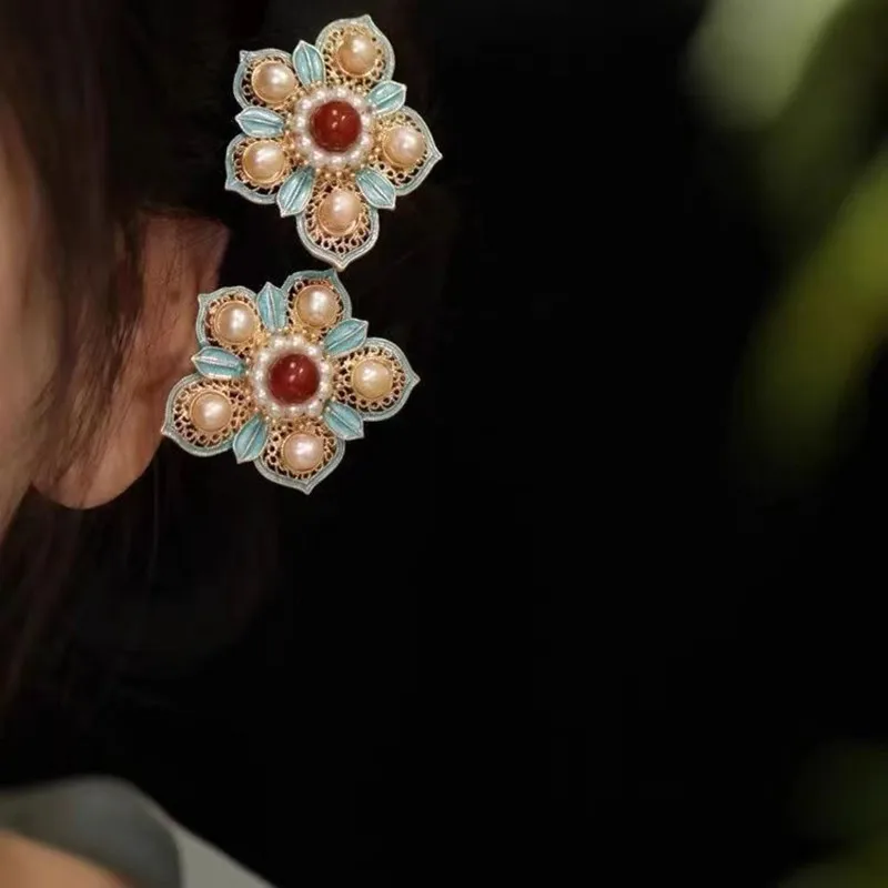 Chinese Floral Hair Stick Metal Hairpin Chopstick For Women Hanfu Party Antique Pearl Hair Clasp Jewelry Gifts Tiaras Headwear