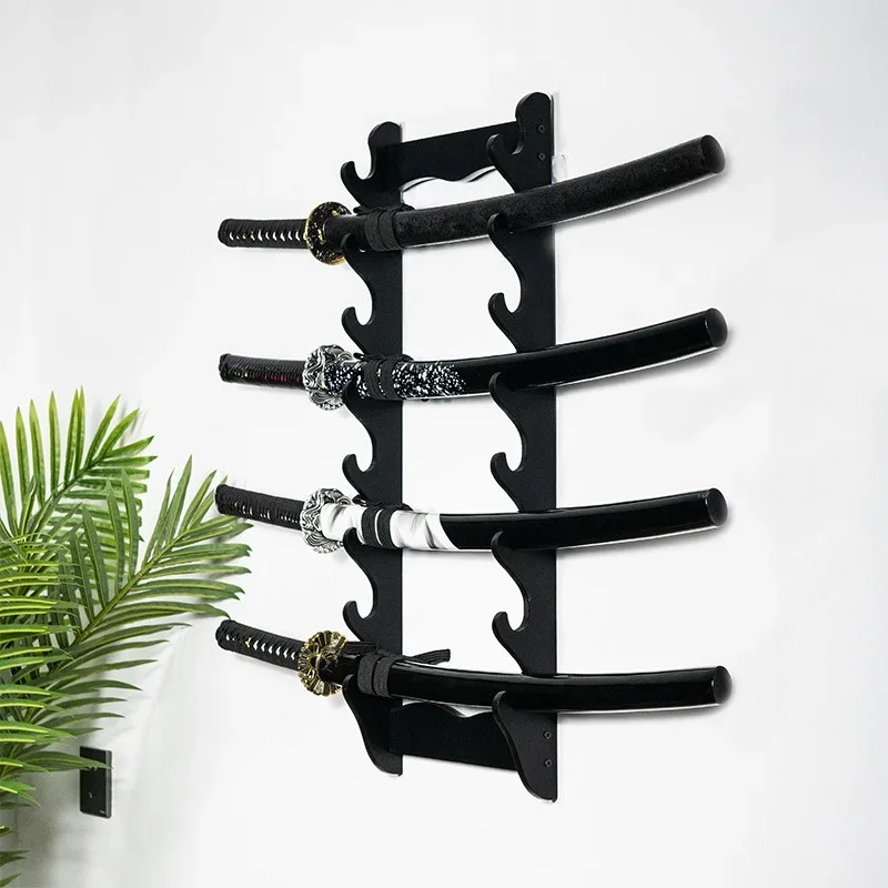 Wall Katana Support Sword Holder Wooden Wall Mount Multi-layer Stand Umbrella Rapier Shelf Display Support Weapon Bracket Holder