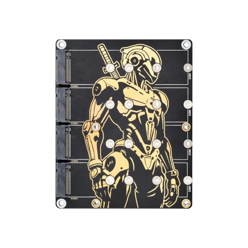 Carte adaptateur PCIe vers M.2 4 canaux pour Raspberry Pi 5, prend en charge les disques SSD NVMe 4 canaux, prend en charge l'alimentation du Raspberry Pi 5