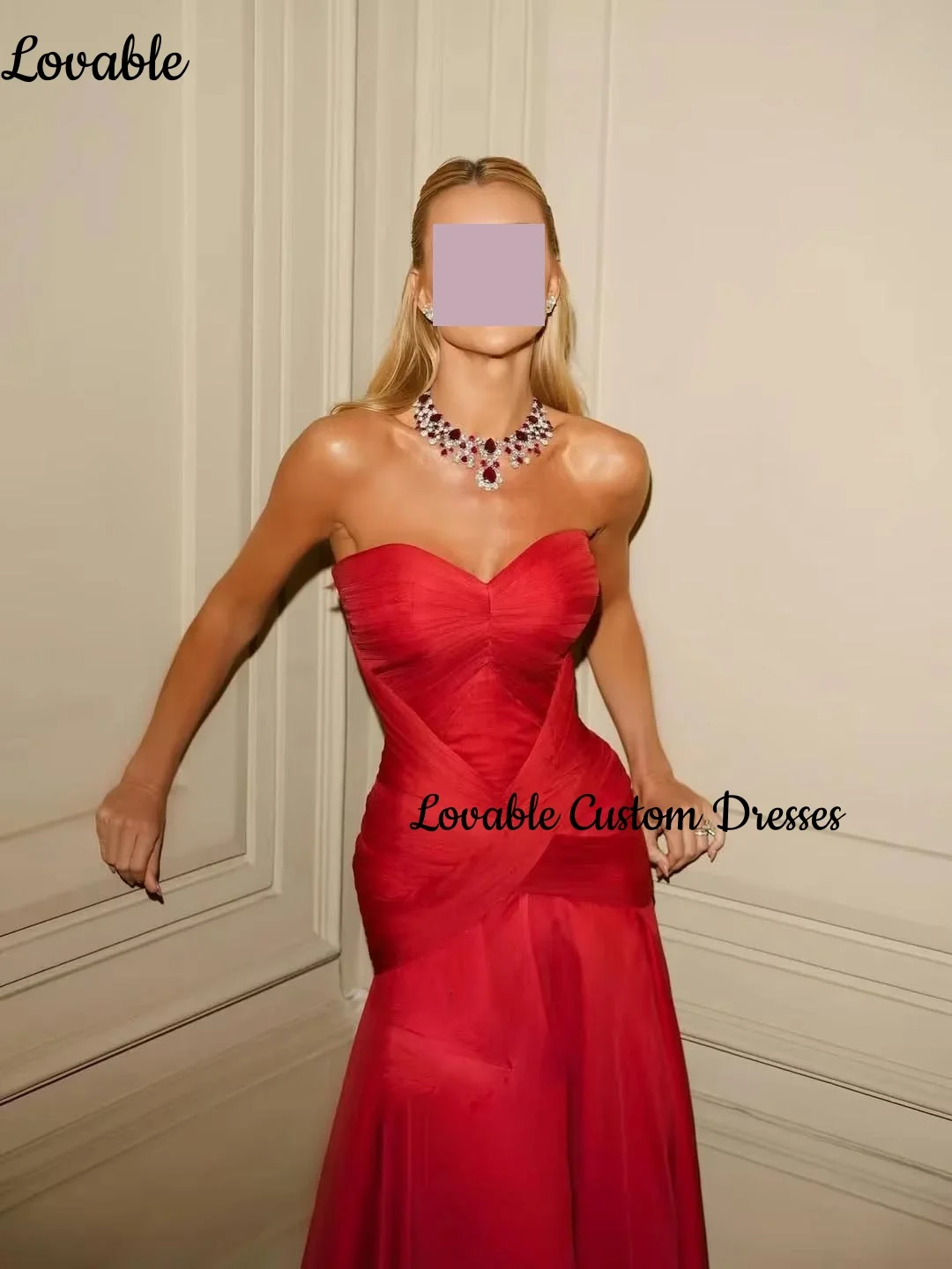 Robes de soirée Personnaliser A-ligne Chérie Parole Longueur Robe Femmes Élégant Luxe Volant Fermeture Éclair Sans Manches فستان => Ukuات mire