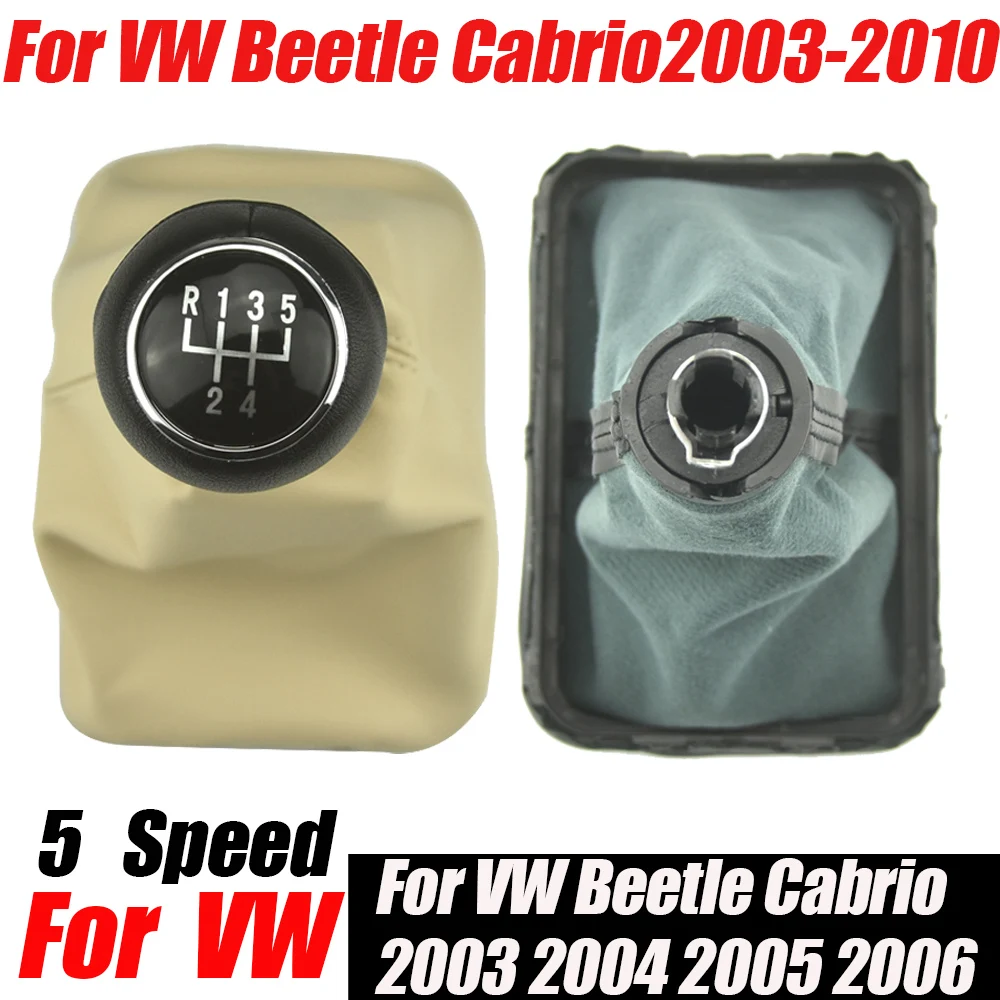 New 5 Speed Gear Shift Knob Leather boot For VW Beetle 1998 1999 2000 2001 2002 2003 2004 2005 2006 2007 2008 2009 2010 view 5