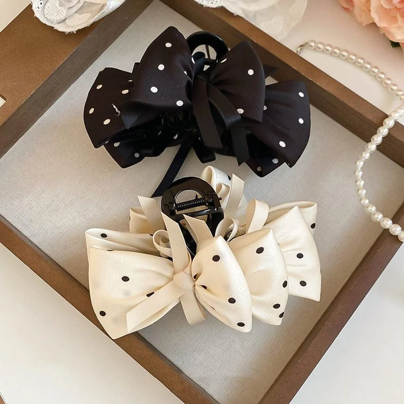 مشبك شعر كبير أنيق للمرأة ريترو بولكا نقطة القوس القرش كليب أزياء الفتيات مشبك شعر الرأس الخلفي