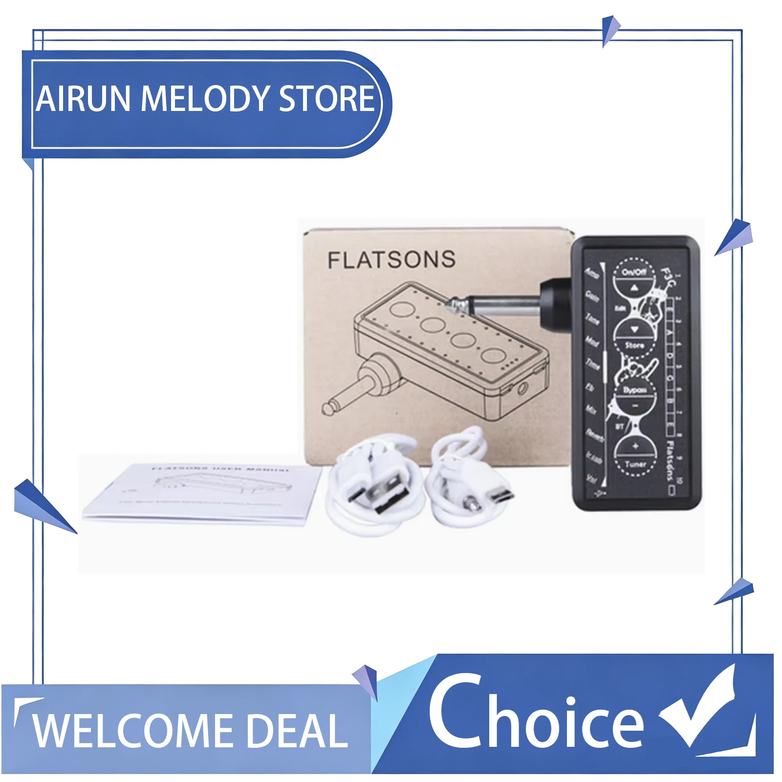 Flatsons Earphones Guitar Amplifier F3C Guitar Bass Amplifier Portable Printed Earphones Speaker Suitable for Music Enthusiasts