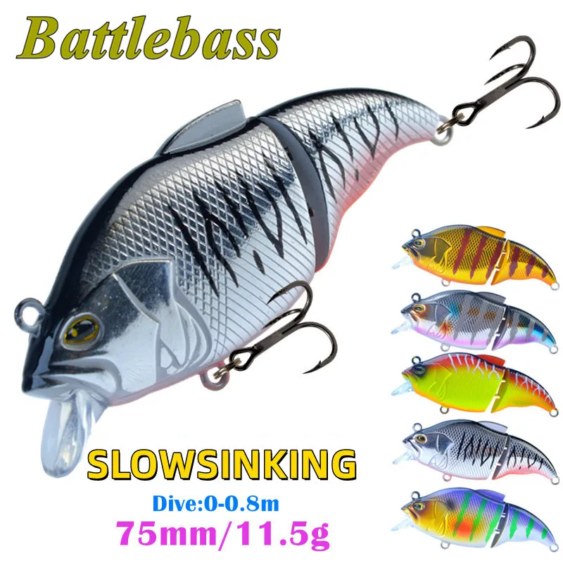 7.5cm/11.5g Vatalion Fishing Slow Sinking Vibration Wobbler Swimbait Lures Crankbait VIB For Pike Bass Perch Accessories