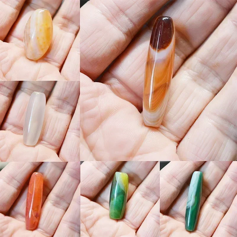 FLTMRH 30mm Vintage Jewelry Buddhist Bead Natural Tibetan Dzi Agates Stone Beads Tiger Teeth Pattern Dark Brown Antique Agates