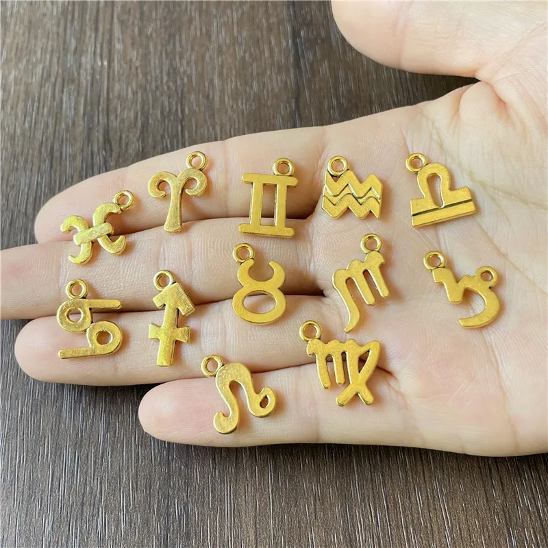 50-100pcs/lot Mixed Zodiac Constellation Sign Charms Pendant Beads For Jewelry Making Accessories DIY Bracelet Necklace